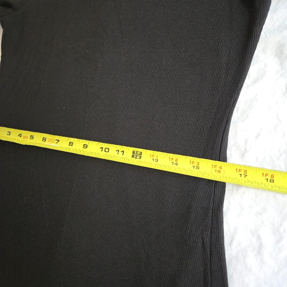 Marine Layer Black Lexi Rib Mock Neck Midi Dress Tencel Short Sleeve Fall - Picture 9 of 13